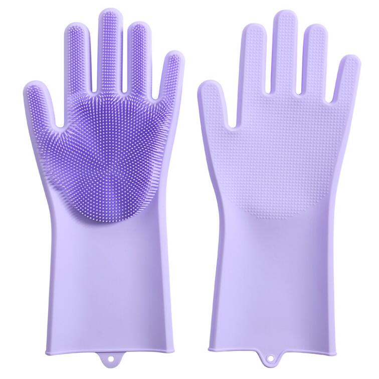 1 Pair Magic Silicone Scrubber Rubber Cleaning Gloves Dusting|Dish Washing|Pet Care Grooming Hair Car