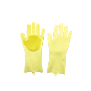 1 Pair Magic Silicone Scrubber Rubber Cleaning Gloves Dusting|Dish Washing|Pet Care Grooming Hair Car