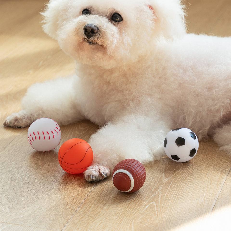 Pet Toys Basketball Soccer Rugby Tennis Latex Throwing Biting Resistant Sound Relief Dog Toys