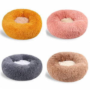 Round Pet Litter Fall And Winter Plush Cat Litter Color Blocking Dog Kennel Pet Bed Pet Mat