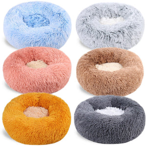 Round Pet Litter Fall And Winter Plush Cat Litter Color Blocking Dog Kennel Pet Bed Pet Mat