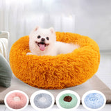 Round Pet Litter Fall And Winter Plush Cat Litter Color Blocking Dog Kennel Pet Bed Pet Mat