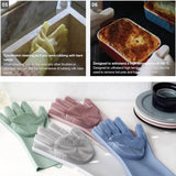 1 Pair Magic Silicone Scrubber Rubber Cleaning Gloves Dusting|Dish Washing|Pet Care Grooming Hair Car