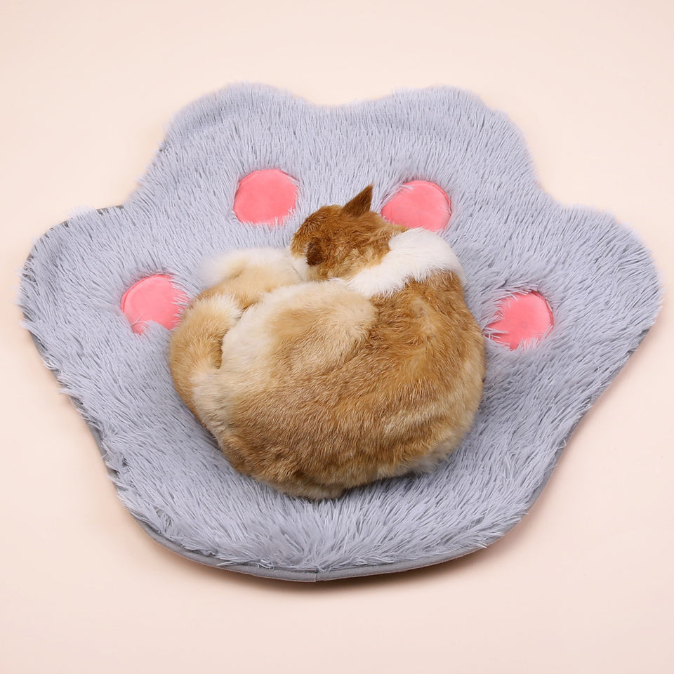 Pet Plush Cat Paw Print Cute Mat Plush Pet Mat Kitten Pet Mat Non-Slip