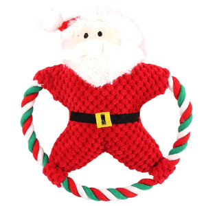 Christmas Santa Claus Pet Dog Toys Chew Squeaker Pet Plush Toys For Dogs Cute Biting Rope Sound Toys