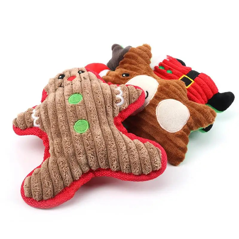 Christmas Santa Claus Pet Dog Toys Chew Squeaker Pet Plush Toys For Dogs Cute Biting Rope Sound Toys