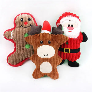 Christmas Santa Claus Pet Dog Toys Chew Squeaker Pet Plush Toys For Dogs Cute Biting Rope Sound Toys