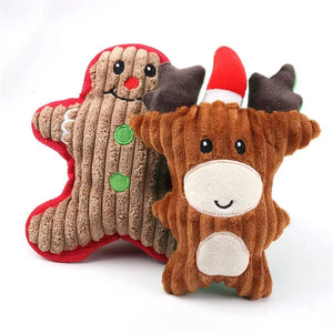 Christmas Santa Claus Pet Dog Toys Chew Squeaker Pet Plush Toys For Dogs Cute Biting Rope Sound Toys